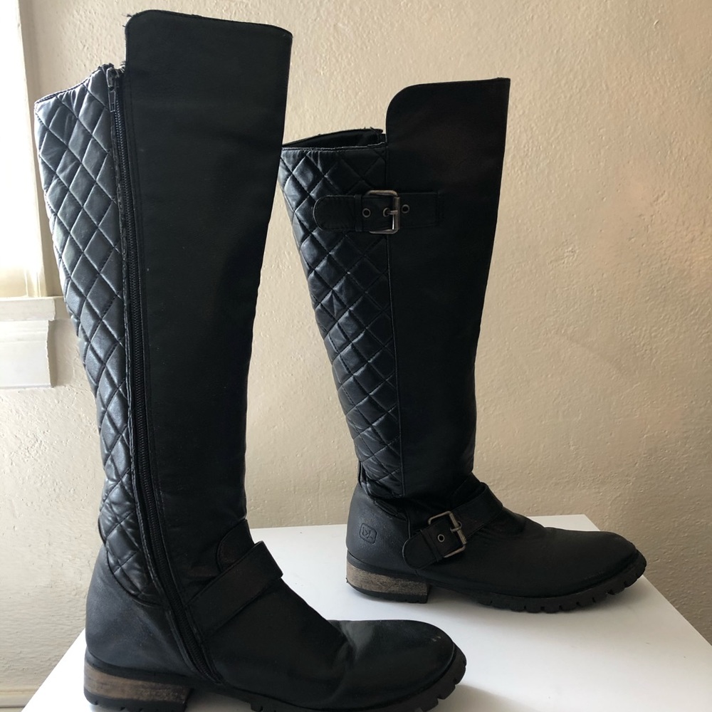Tall Black Quilted Boots- Sz 8.5